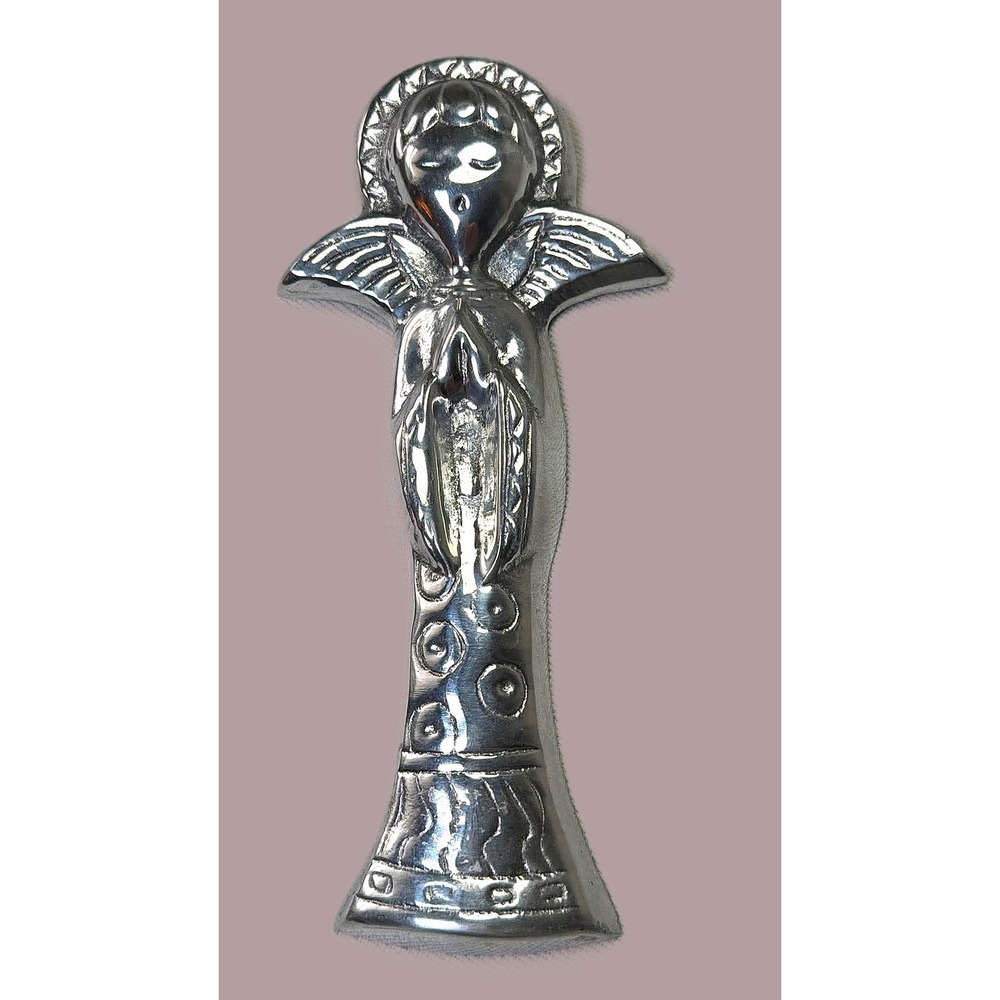 Metal Angel Wall Decor Silver Holiday Religious Cottagecore Minimalist